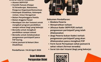 Kabanjahe – Badan Pengawas Pemilihan Umum (Bawaslu) Kabupaten Karo Open Rekrutmen Pendidikan Pengawasan Partisipatif(P2P), Selasa (14-24/04/2026)