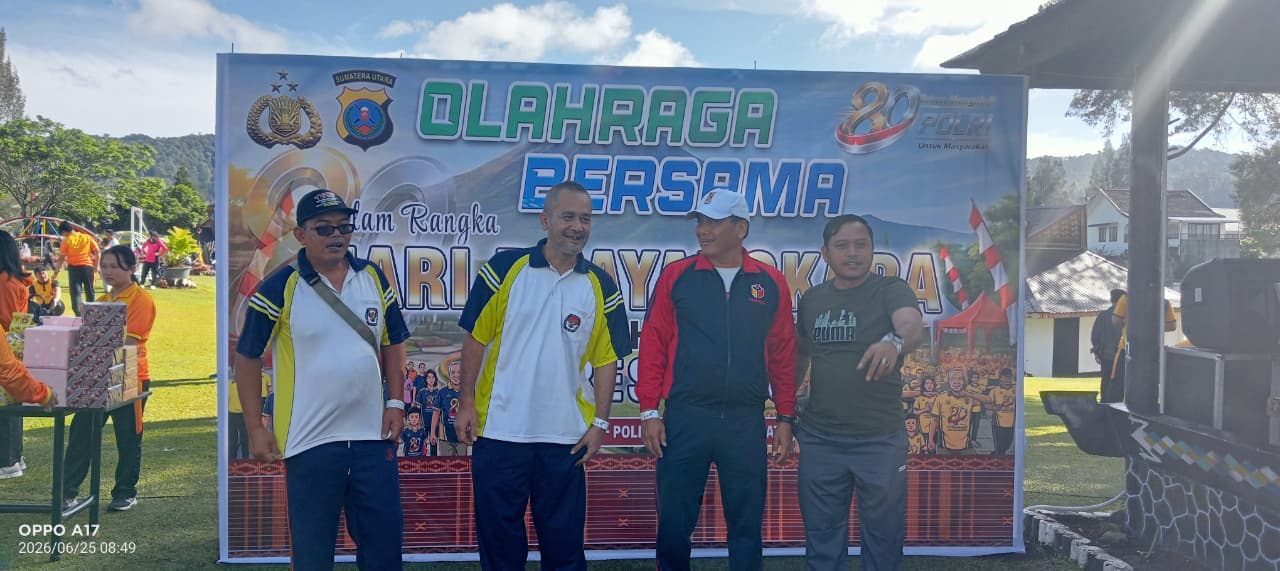 KARO – Bawaslu Kabupaten Karo turut berpartisipasi dalam kegiatan Olahraga Bersama yang diselenggarakan dalam rangka memperingati Hari Bhayangkara ke-80 Tahun 2026, bertempat di Kabupaten Karo, pada Kamis (25/6/2026)